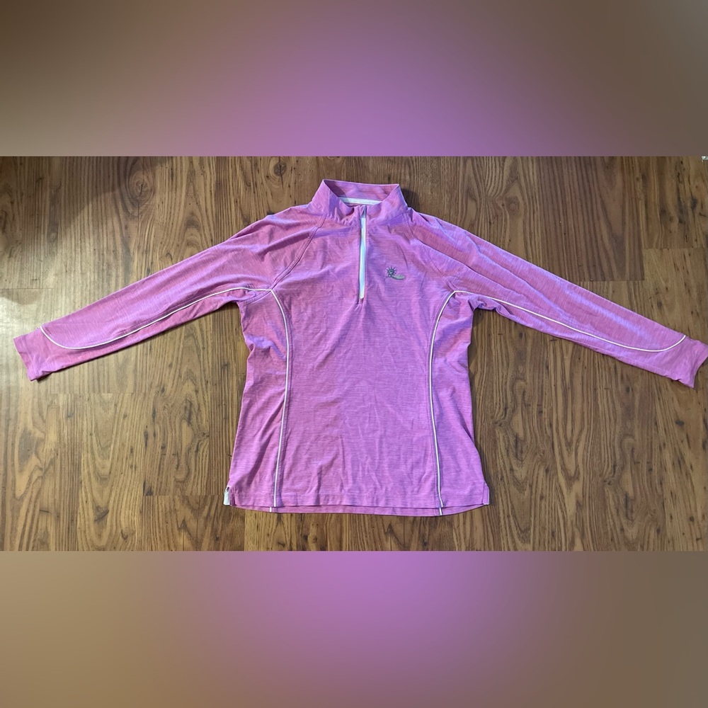 Peter Millar Pink Performance Quarter-Zip Pullover Medium